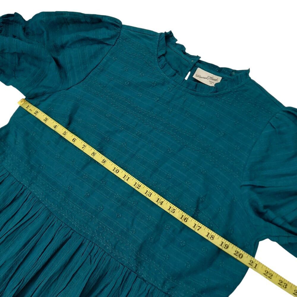 Universal Thread Mini Dress Womens Large Green Embroidered Short Sleeve Bohemian - Picture 12 of 13